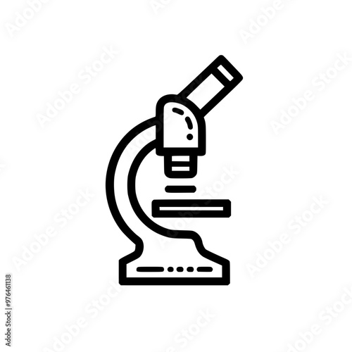 Black and white icon of a microscope against a plain white background.