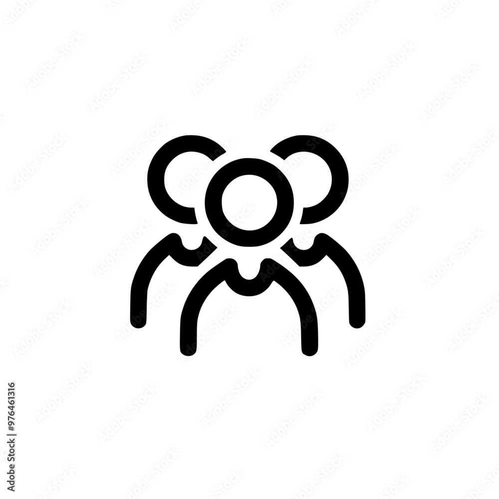 Abstract icon depicting three individuals forming a community group symbol. Abstract icon depicting three individuals forming a community group symbol.