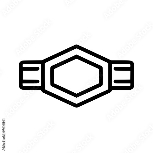 Black and white illustration of a championship belt with a hexagonal centerpiece.