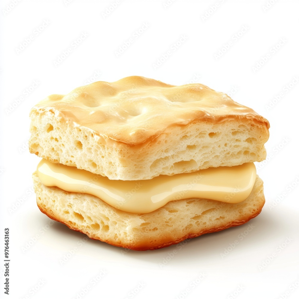 Delicious Buttermilk Biscuit with Melted Butter - Ultra-Realistic 3D Bakery Item Isolated on White Background Delicious Buttermilk Biscuit with Melted Butter - Ultra-Realistic 3D Bakery Item Isolated on White Background