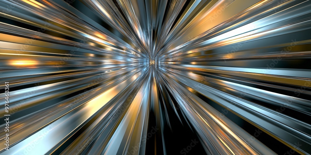 Fototapeta premium Abstract composition featuring streams of orange and blue,light emanating from deep, dark space
