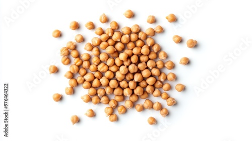 Chickpeas isolated on white background. top view