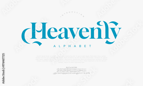Heavenly typography beauty fashion elegant minimalist serif italic fonts decorative wedding vintage retro logos. Minimal luxury font alphabet logo. Vector illustration