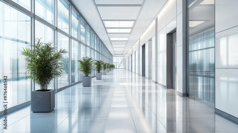 Empty corridor in modern office building Empty corridor in modern office building