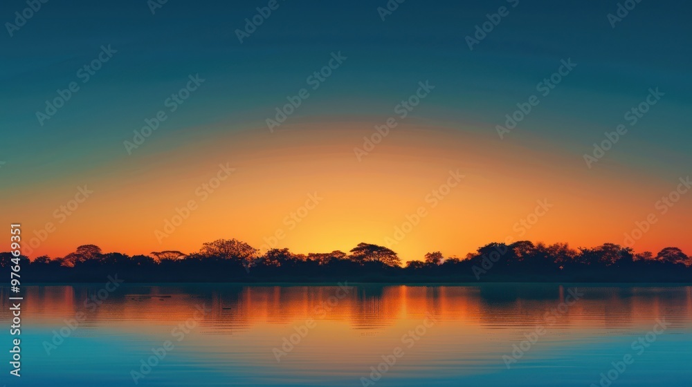 Sunset Reflection on Calm Water