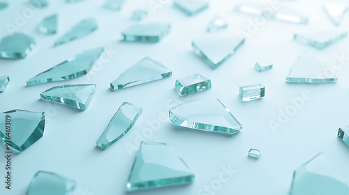 Broken Glass Shards with Realistic Reflections and Sharp Edges photo