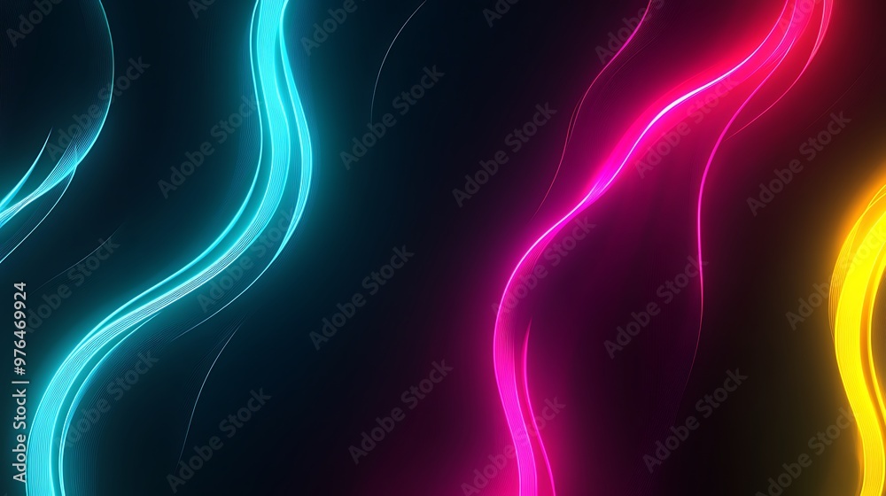Abstract Neon Light Waves on a Dark Background Abstract Neon Light Waves on a Dark Background