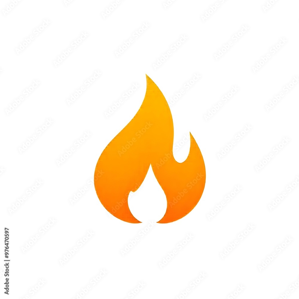 Flame icon, a simple stylized orange and yellow flame shape on a white background Flame icon, a simple stylized orange and yellow flame shape on a white background