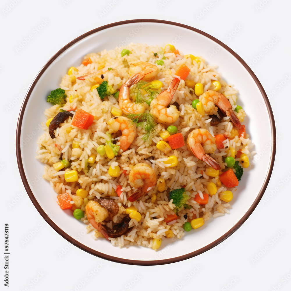 Plate of Shrimp Fried Rice Isolated on a Transparent Background Plate of Shrimp Fried Rice Isolated on a Transparent Background