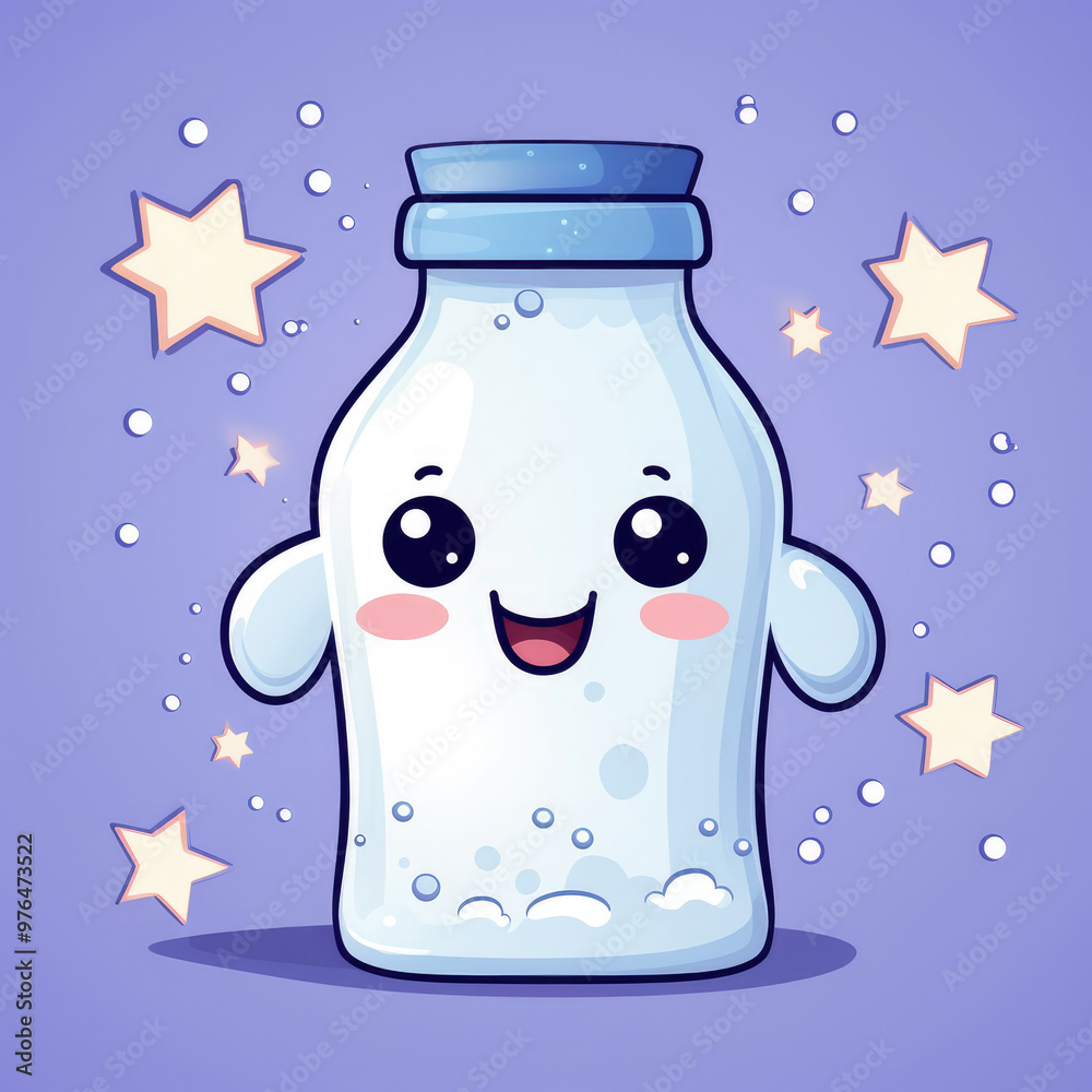 Fototapeta premium Cute Cartoon Milk Character with Space for Copy