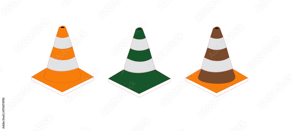 Traffic cones ,Road cones collection, colourful traffic cones,Detailed mockups of traffic cones set isolated on white backgrounds, Modern realistic illustrations of green,orange,and red cones Traffic cones ,Road cones collection, colourful traffic cones,Detailed mockups of traffic cones set isolated on white backgrounds, Modern realistic illustrations of green,orange,and red cones