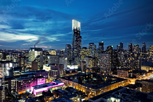 Wallpaper Mural City Skyline at Dusk with Illuminated Buildings Torontodigital.ca