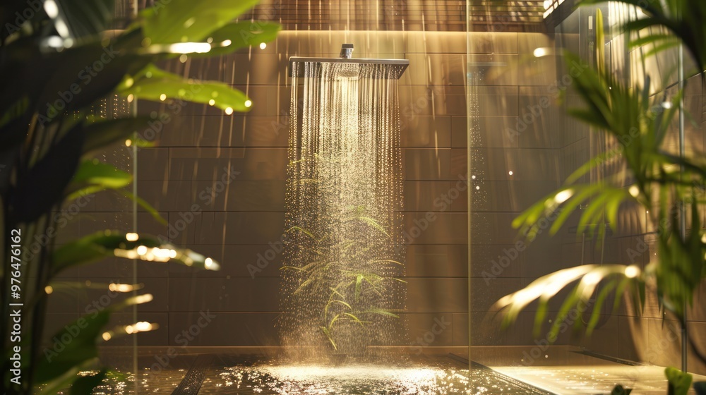 Rain Shower in a Tropical Bathroom Rain Shower in a Tropical Bathroom