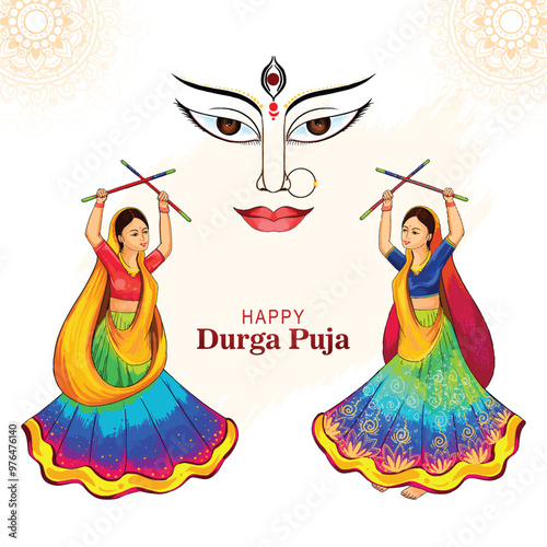Hindu festival shubh navratri or durga puja celebration card background