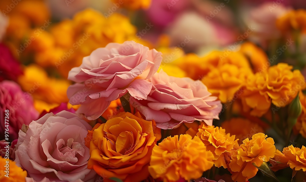 Fototapeta premium Colorful of artificial flower in the market for sale, stock photo