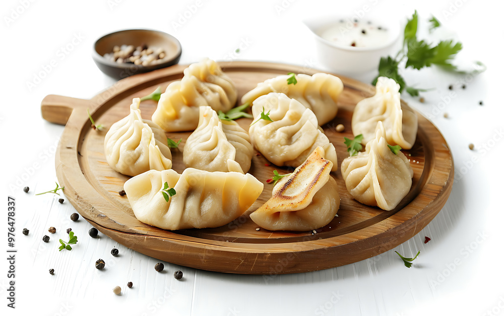 Plate of tasty Dumplings with on white background. Plate of tasty Dumplings with on white background.