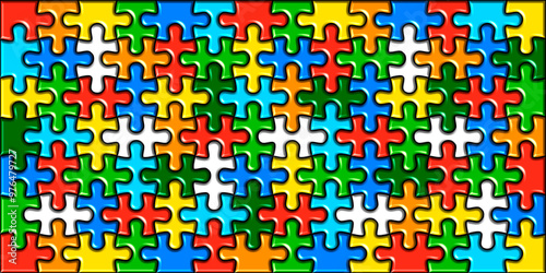 Puzzle pieces background colored stock illustration.