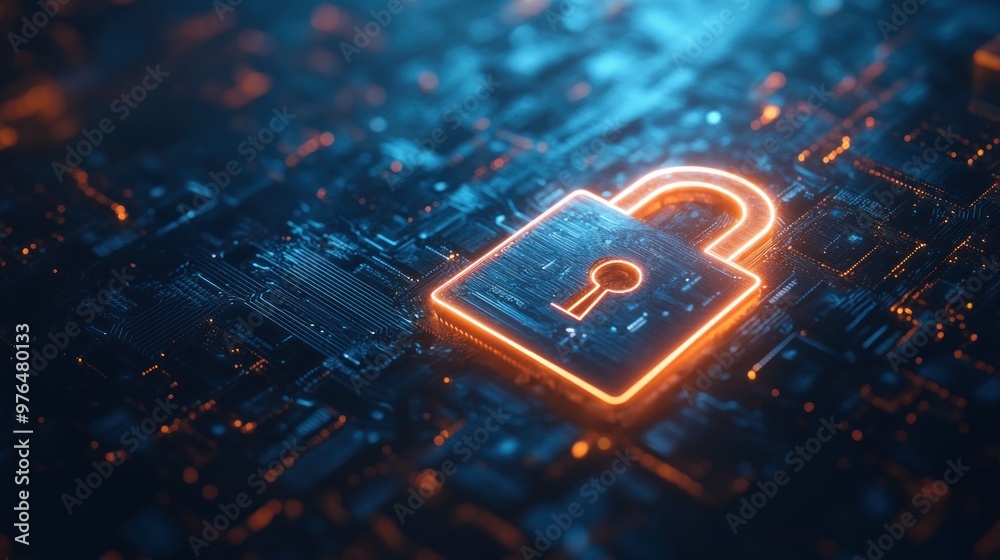 A close-up of a digital padlock icon, representing internet security and encryption A close-up of a digital padlock icon, representing internet security and encryption