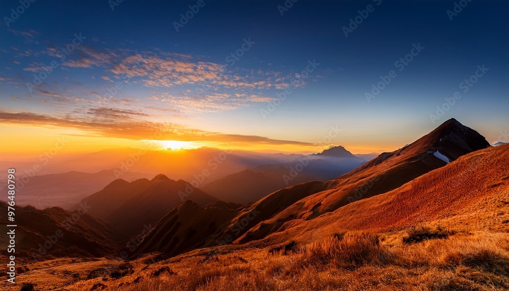 Naklejka premium sunset in the mountains