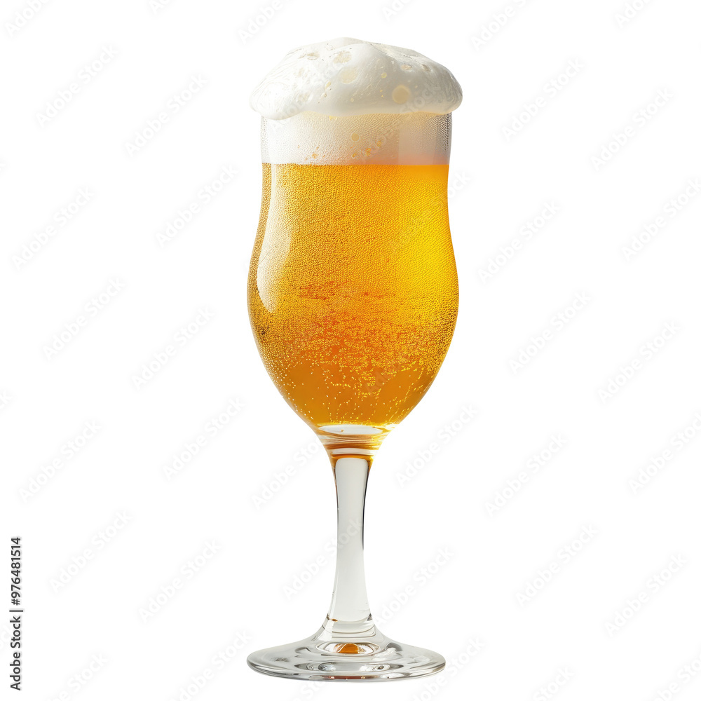 glass of beer with foam isolated on transparent white background, clipping path glass of beer with foam isolated on transparent white background, clipping path