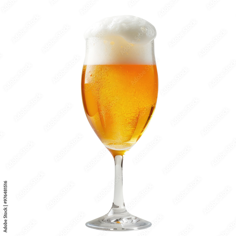 glass of beer with foam isolated on transparent white background, clipping path glass of beer with foam isolated on transparent white background, clipping path