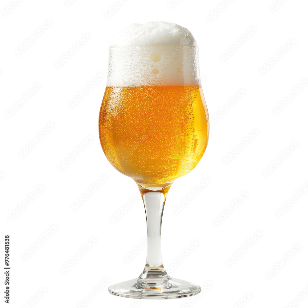 glass of beer with foam isolated on transparent white background, clipping path glass of beer with foam isolated on transparent white background, clipping path