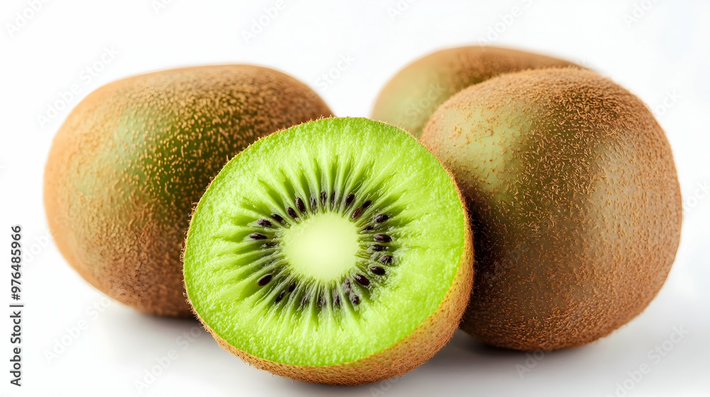 Fresh kiwis showcasing vibrant green flesh and fuzzy skin, perfect for healthy recipes and fruity desserts. Fresh kiwis showcasing vibrant green flesh and fuzzy skin, perfect for healthy recipes and fruity desserts.