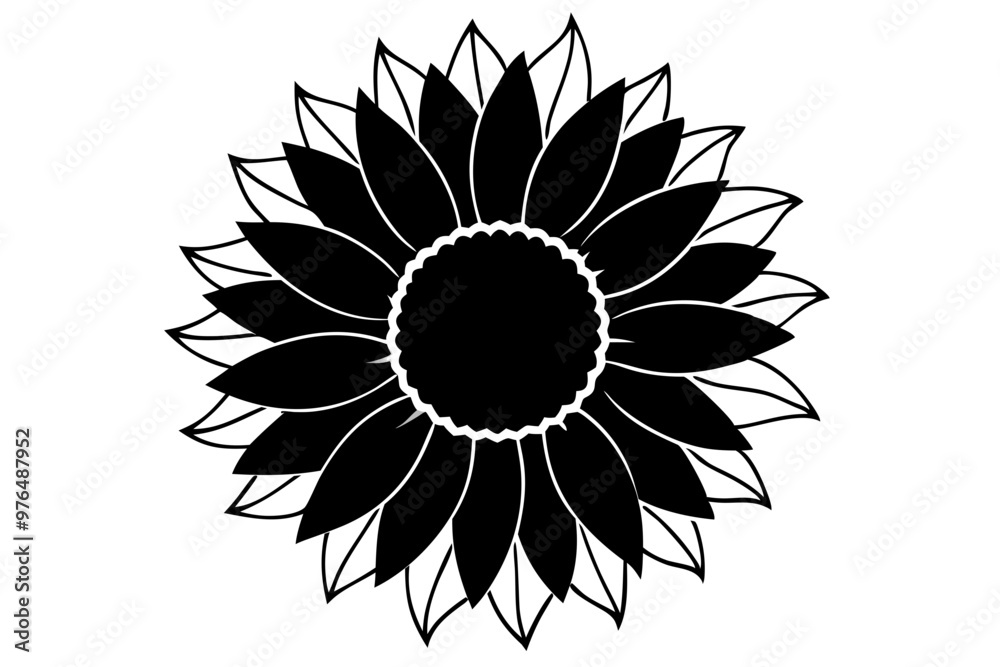 Fototapeta premium Sunflower, Sunflower outline. Vector illustration.