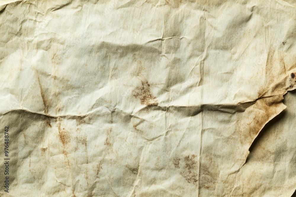 Interesting texture of old paper, darkened by time and dirty, on a white background. Unique vintage texture of old paper about 60-70 years old, ai Interesting texture of old paper, darkened by time and dirty, on a white background. Unique vintage texture of old paper about 60-70 years old, ai