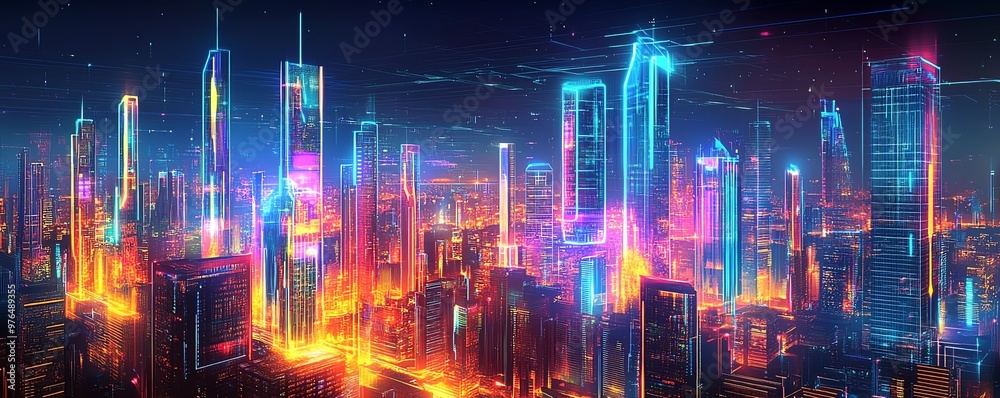 A vibrant futuristic cityscape at night, illuminated with neon lights and energy, showcasing modern architecture and innovation. A vibrant futuristic cityscape at night, illuminated with neon lights and energy, showcasing modern architecture and innovation.