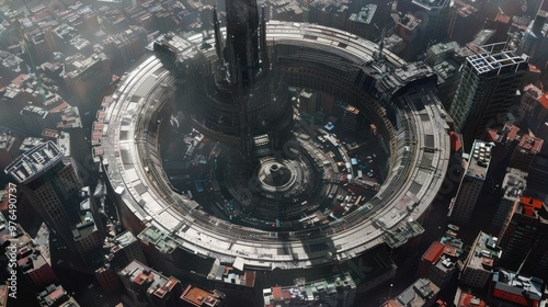 Wallpaper Mural Futuristic Cityscape with a Circular Tower Torontodigital.ca