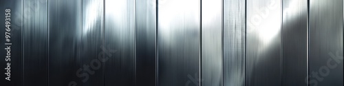 A wide background banner with a sleek metallic texture in shades of silver and gray, giving a polished, industrial look
