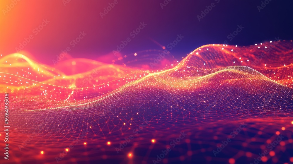 Abstract digital background with glowing lines and dots network ...