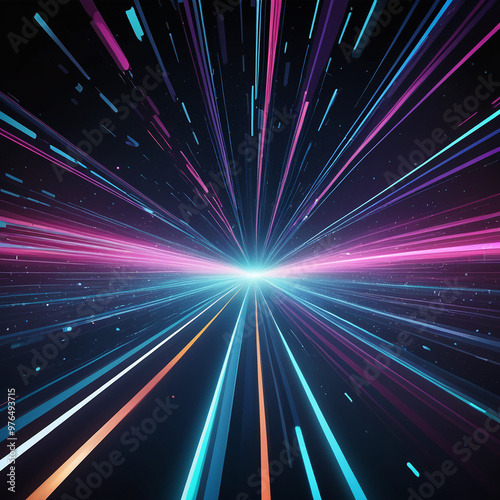 abstract background Neon lines glowing in 3D dynamic speed glowing on dark canvas Wallpaper