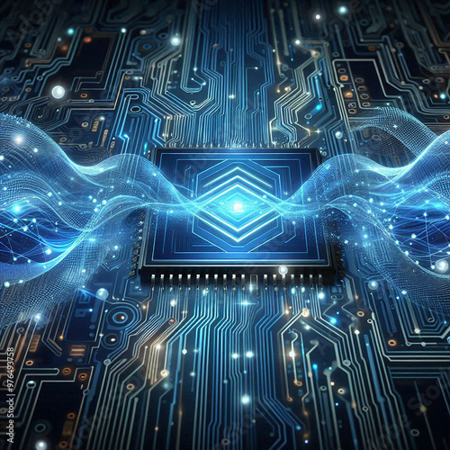 circuit board background electronics with technological sophistication in blue Circuit board background with abstract technology chip processor Central Computer Processors CPU concept Motherboard 