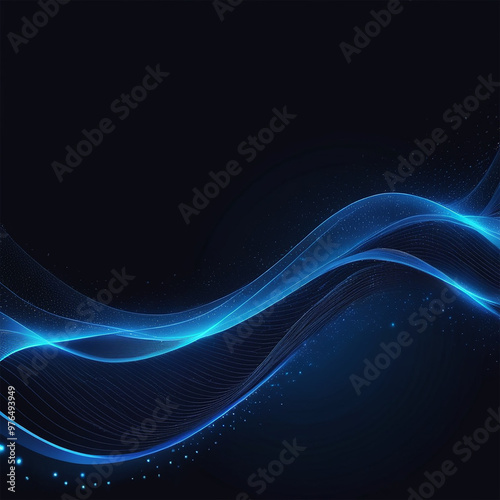 abstract dark blue wave background with unique wave dots and lines design