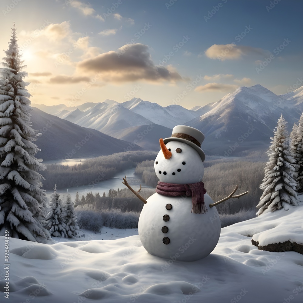 Obraz premium snowman in the forest