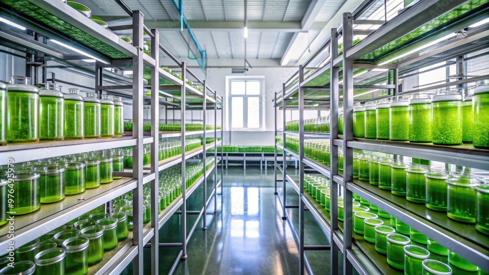 Fototapeta premium High tech lab growing algae for bio fuel production, Algae, farm, sustainable, energy, source, high tech, lab