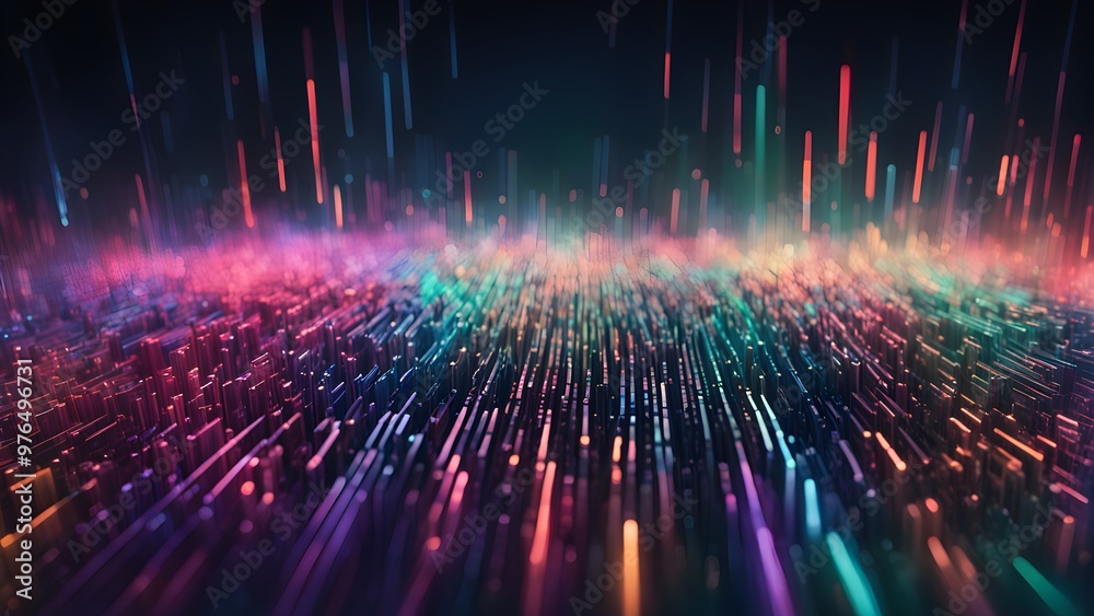 Abstract digital background with colorful lines and particles. Abstract digital background with colorful lines and particles.