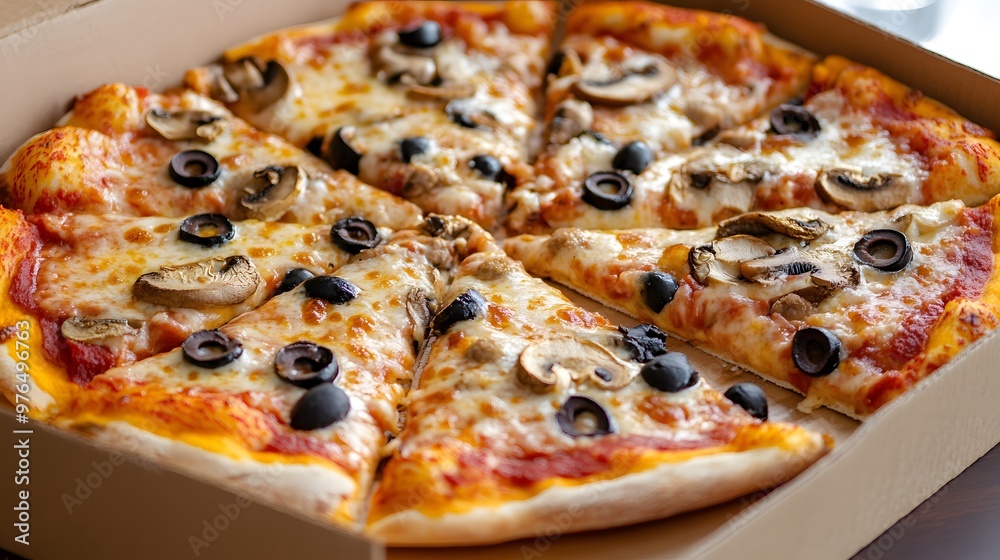 pizza with olives and mushrooms , Generative AI pizza with olives and mushrooms , Generative AI