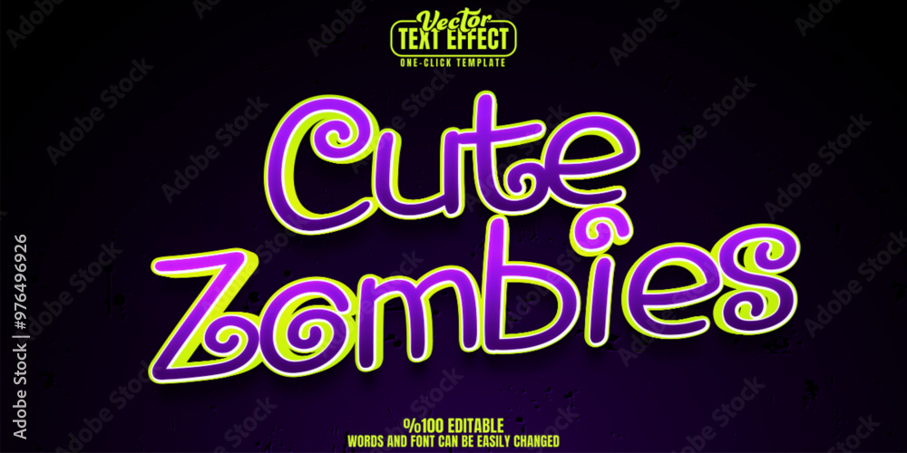 Zombie editable text effect, customizable cute and kawaii 3d font style