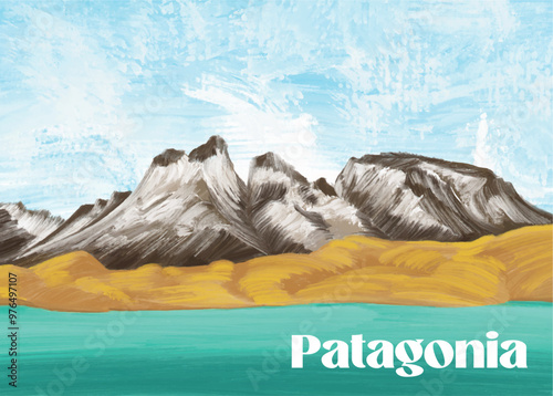 Patagonia Mountains in South America. Background Vector Illustrations EPS.10