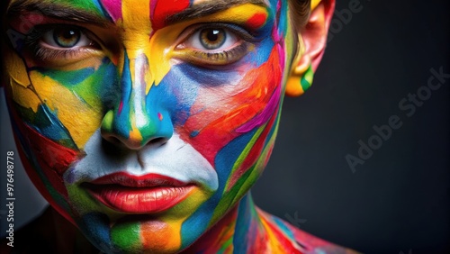 Painted face emotions showcasing diverse expressions, paint, face, emotions, colorful, makeup, art, creative, fun