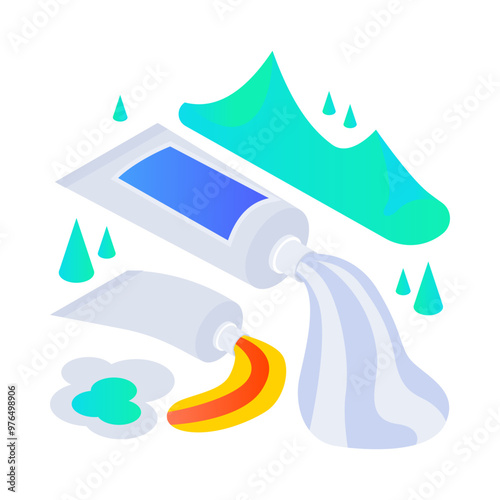 Toothpaste icon in isometric style