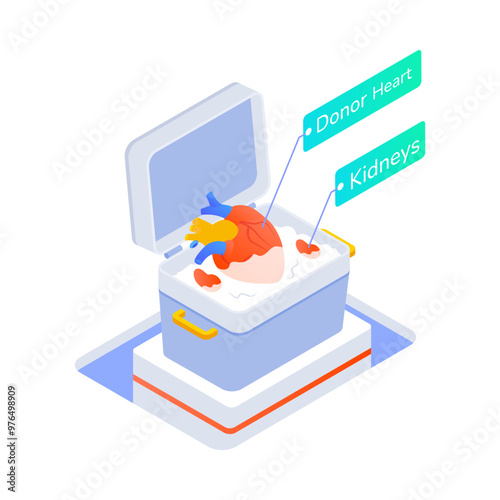 An isometric icon of heart transplant 

