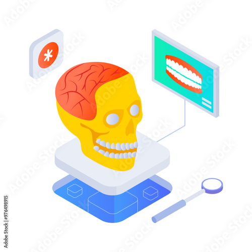 An isometric icon of dental examination 

