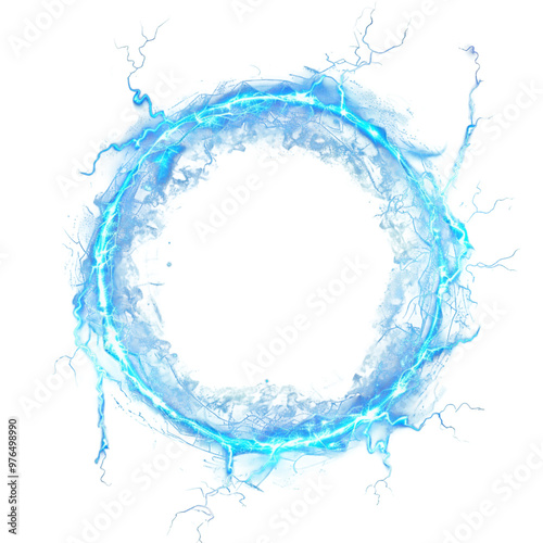 glowing electric hologram circles lightning isolated on transparent background.png 