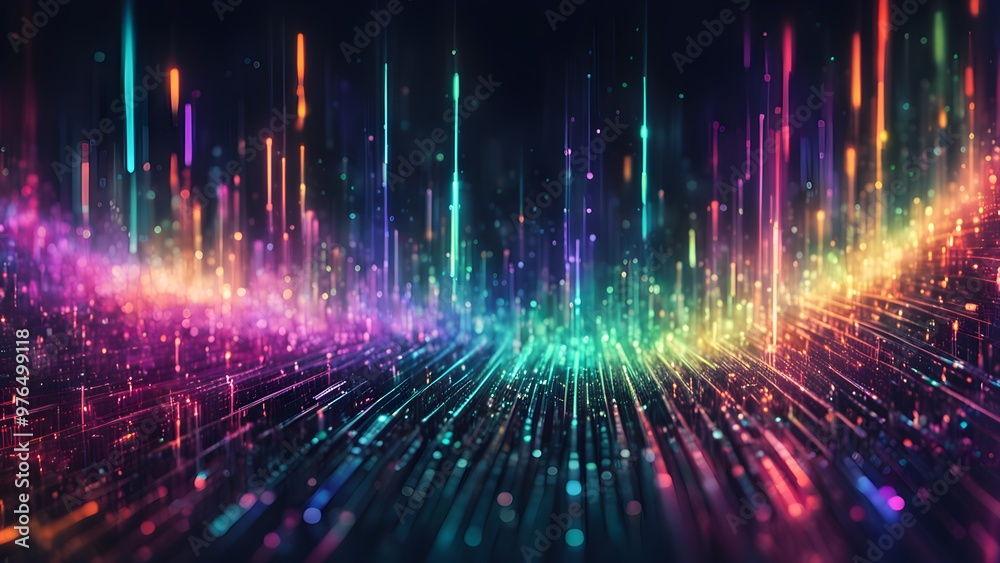 Abstract background with colorful glowing lines and particles. Abstract background with colorful glowing lines and particles.
