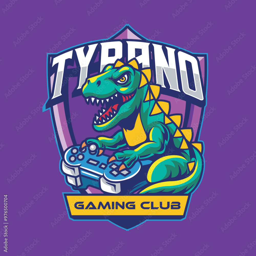 Vector Illustration of Dinosaur Playing Joystick with Esport Style Illustration Available for Logo Badge Vector Illustration of Dinosaur Playing Joystick with Esport Style Illustration Available for Logo Badge
