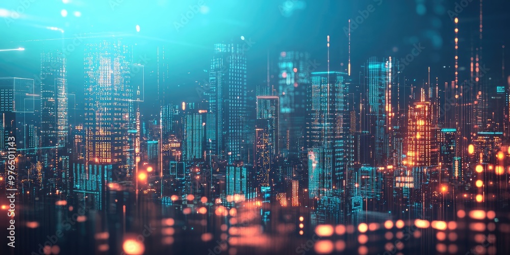A futuristic cityscape with skyscrapers representing various sectors of investment, from real estate to tech stocks, linked by glowing data points. A futuristic cityscape with skyscrapers representing various sectors of investment, from real estate to tech stocks, linked by glowing data points.